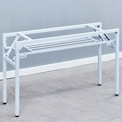 Foldable Metal Table Legs, Adjustable Steel Frame for Dining Table and Desk, 145 x 38 x 73 cm, White, with Screws