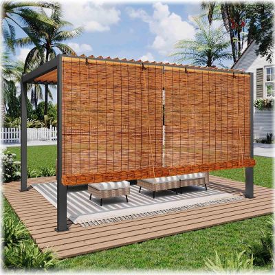 Bamboo Blind with Side Pull, Natural Reed Curtain, 90% UV-Blocking, Privacy Blind, 40–180 cm Wide