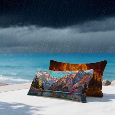 Outdoor Mountain Cushion Covers, Set of 2, 40 x 60 cm, Abstract Pattern