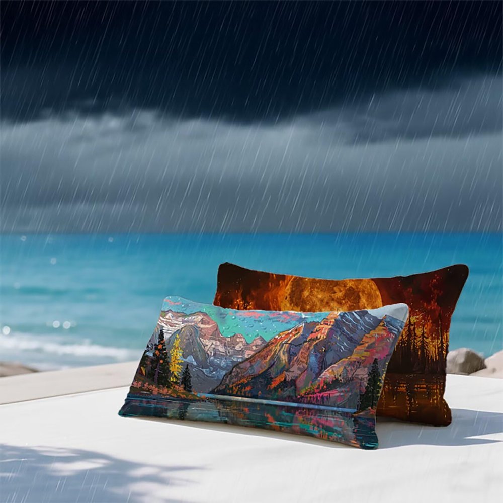 Outdoor Mountain Cushion Covers, Set of 2, 40 x 60 cm, Abstract Pattern