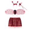 Niceyoeuk Halloween Kids Costume Set, Bee/Ladybug Wings, Tutu Skirt, Headband and Wand, Red, 4-Piece view 1
