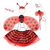 Niceyoeuk Halloween Kids Costume Set, Bee/Ladybug Wings, Tutu Skirt, Headband and Wand, Red, 4-Piece view 4