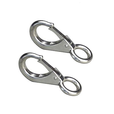 2-Piece Fixed-Spring Carabiner Hooks, 316 Stainless Steel, Silver