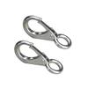 2-Piece Fixed-Spring Carabiner Hooks, 316 Stainless Steel, Silver view 1