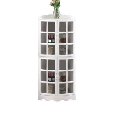 Corner Wine Cabinet with 2 Doors, Adjustable Shelves, Freestanding Glass Storage for Bathroom, Kitchen, or Living Room, Stylish Wine Rack & Bar Cabinet (B)