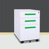 Mobile Green Steel Filing Cabinet with 3 Drawers and Casters view 2
