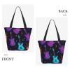 CSIVKEJ Large Tote Bag for Women, Portable Beach Bag, Reusable Shopping Bag, Purple Guitar 2, One Size view 4