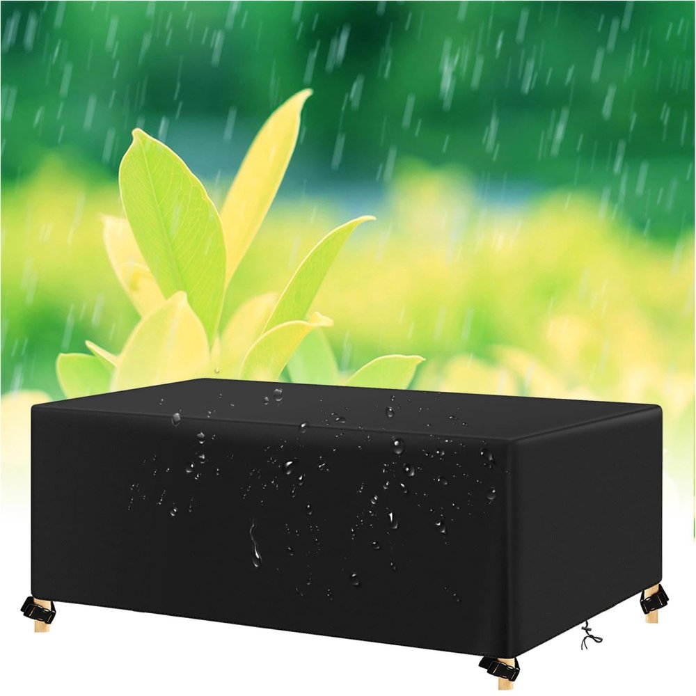 AJALGZ Waterproof Patio Furniture Cover 210 x 210 x 80 cm, 420D Oxford Fabric, Black