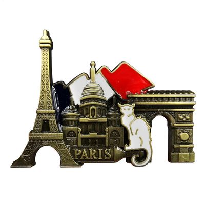 Retro Paris Metal Refrigerator Magnets Set of 3