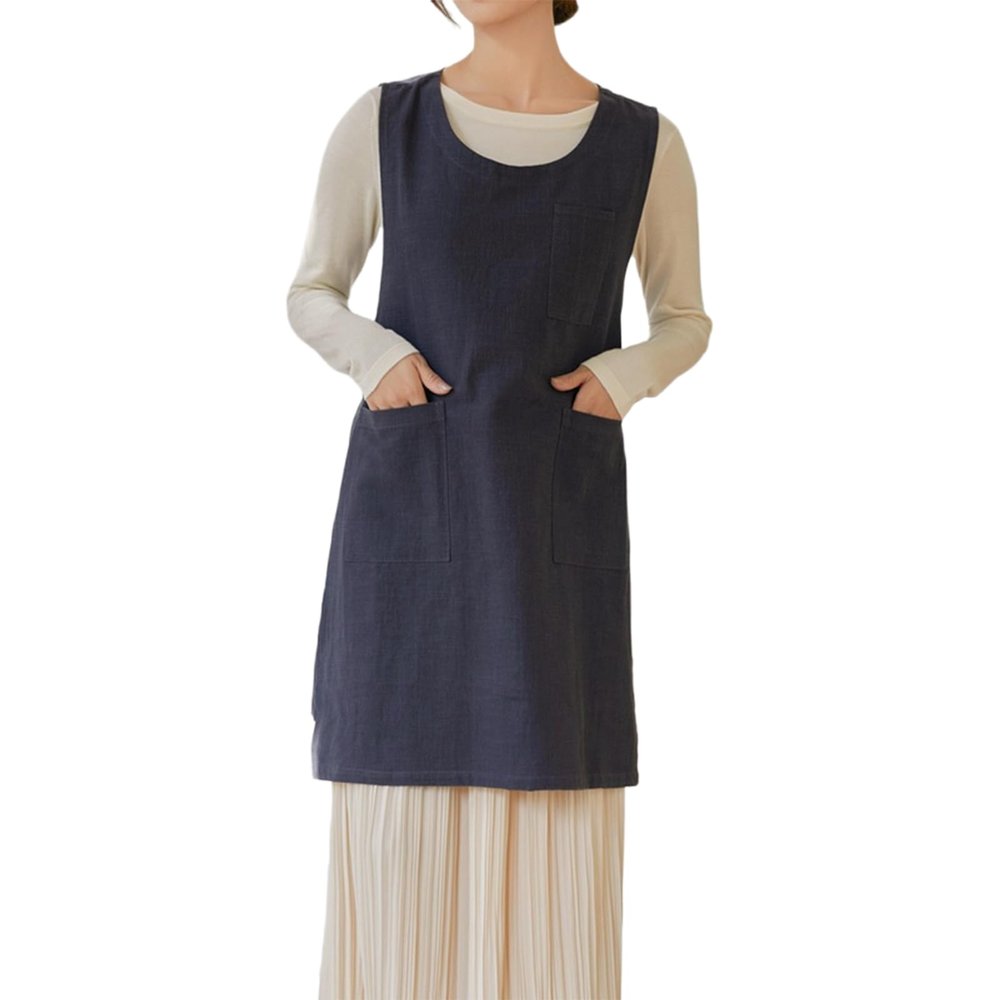 CBBEONRN Women's Kitchen Apron with 2 Roomy Pockets, Blue, One Size