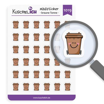 KuschelICH Mini Stickers Brown Trash Bin