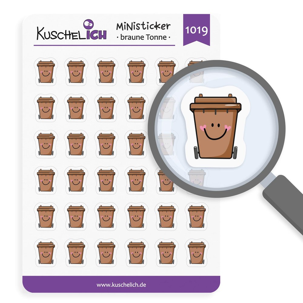 KuschelICH Mini Stickers Brown Trash Bin