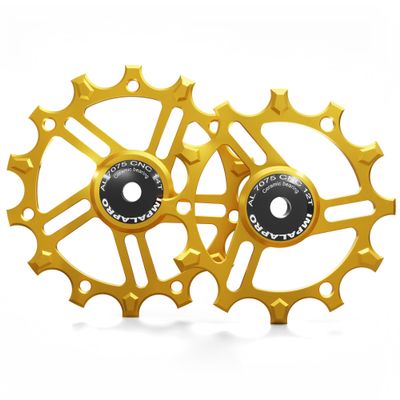 IMPALAPRO Derailleur Pulley Set 12T + 14T Ceramic Narrow-Wide AL7075 Gold
