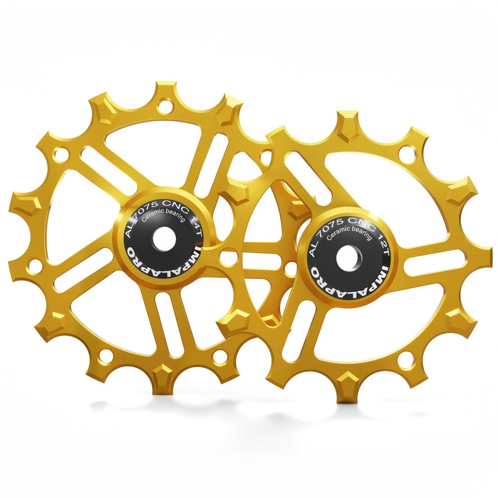 IMPALAPRO Derailleur Pulley Set 12T + 14T Ceramic Narrow-Wide AL7075 Gold