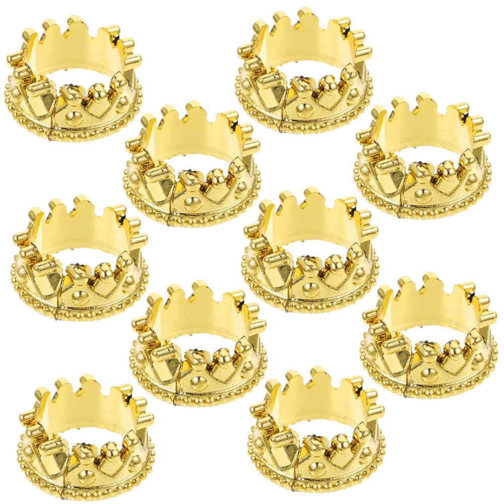 Gadpiparty 10 Pcs Gold PVC Mini Crown Charms for Jewelry Making