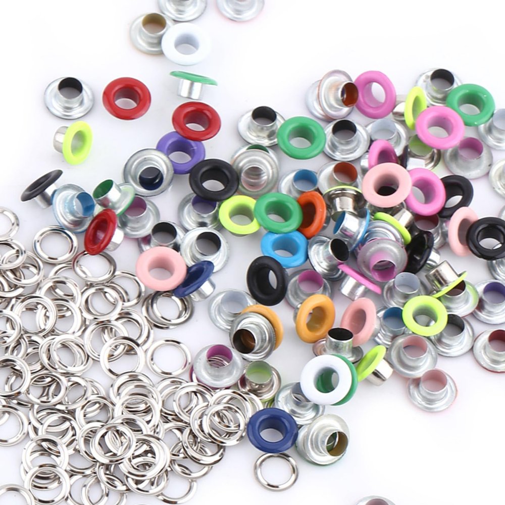 TIKATARER Metal Grommets - 100 Sets 5mm with Chains and Washers