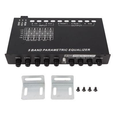 Qqmora Car Audio Equalizer, Adjustable 5-Band Precise Tuning EQ Crossover Amplifier Graphic Equalizer for Improved Sound Quality