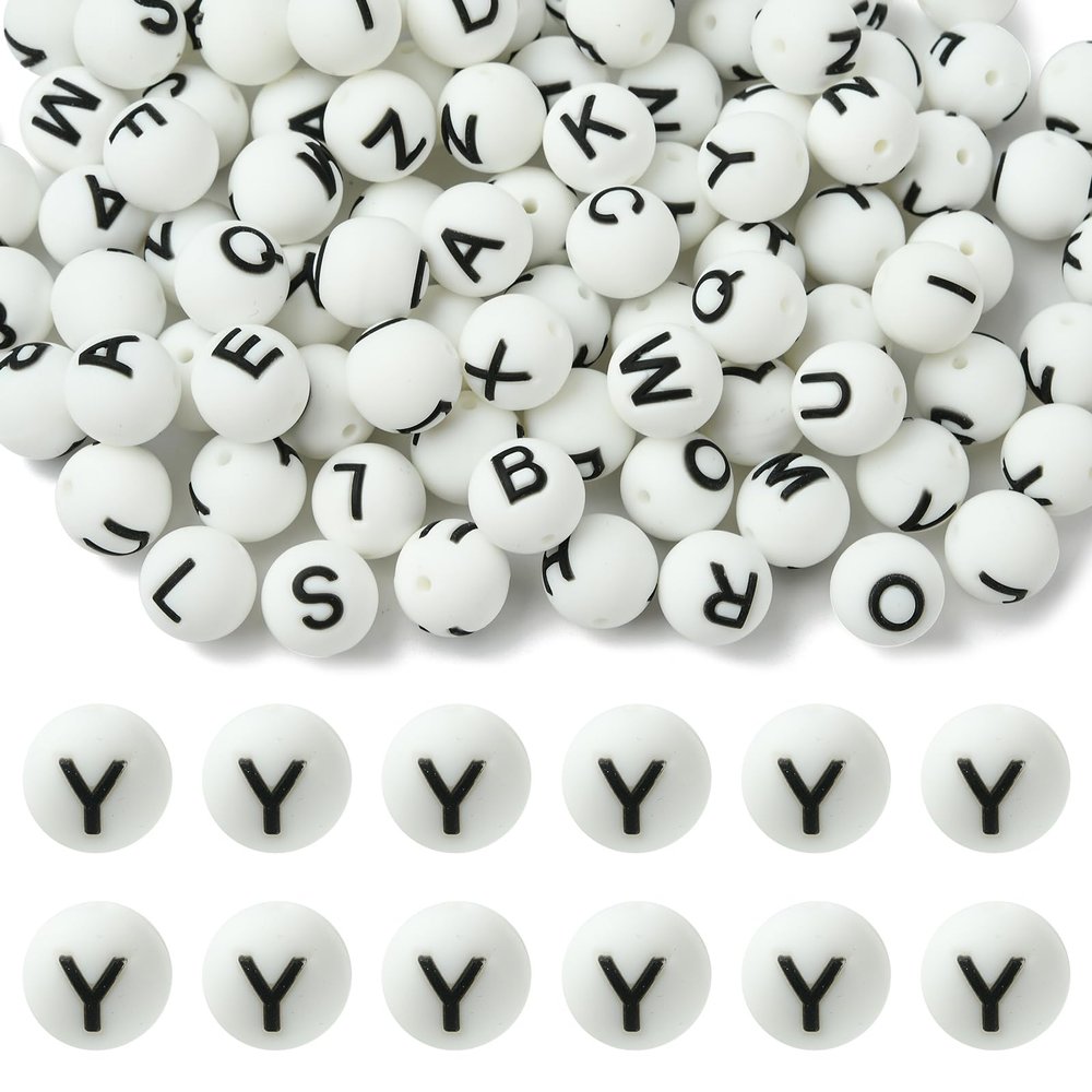 WEWAYSMILE 20 pcs 15 mm Silicone Letter Beads - Y
