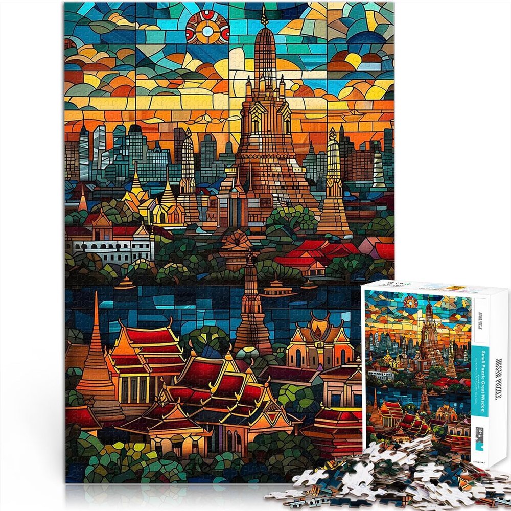 Bangkok Temple Sunset 1,000-Piece Adult Jigsaw Puzzle, 26 x 38 cm, Fun Gift