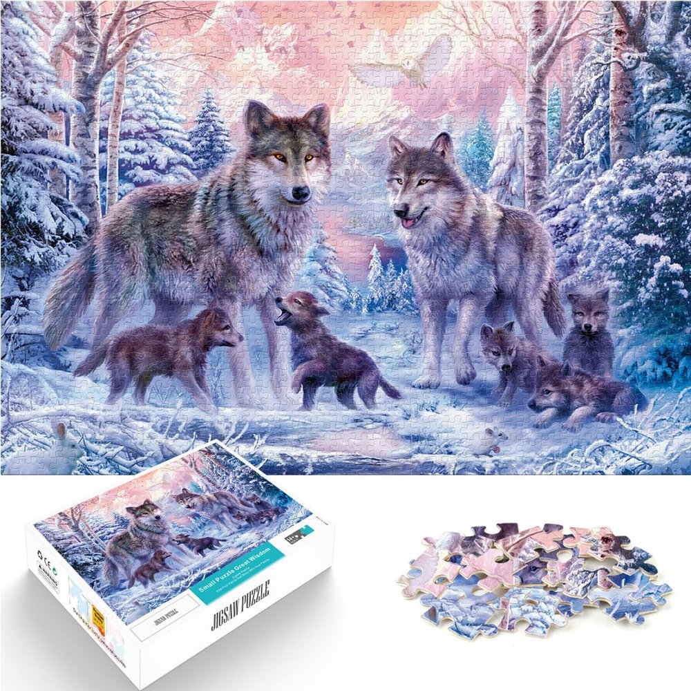 Stress-Relief Arctic Wolf 1000-Piece Puzzle for Adults, 26 x 38 cm, Wall Decor, Birthday Gift, Ages 14+