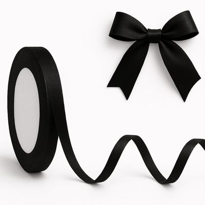 Black Satin Ribbon 23m x 0.6mm for Crafting & Gifts