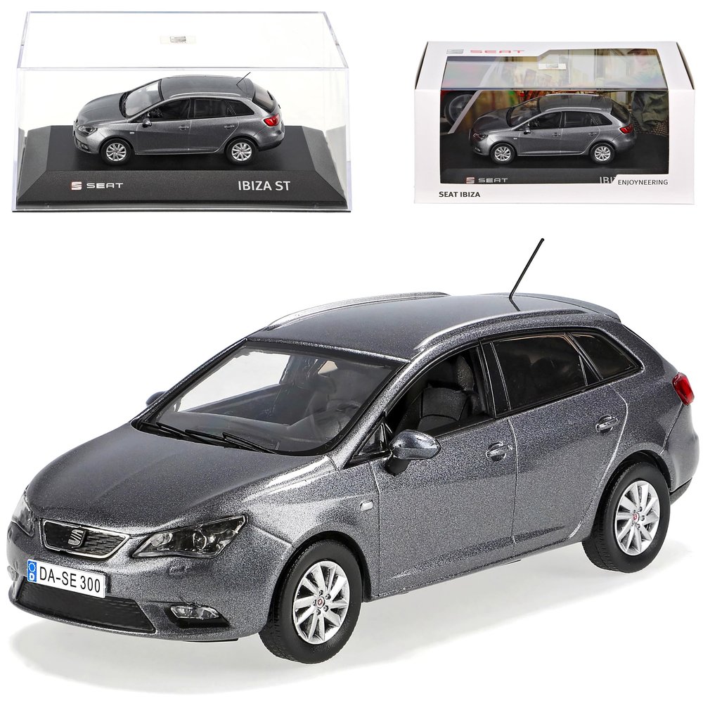 alles-meine.de GmbH Seat Ibiza ST Pirineos Gray Estate, New Facelift from 2012, 6J, 1:43 Model Car with Personalized License Plate