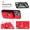 Belzsxy iPhone 15 Plus Case with Strap, Card Holder, Ring Stand and Wallet, Red view 2