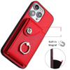 Belzsxy iPhone 15 Plus Case with Strap, Card Holder, Ring Stand and Wallet, Red view 4