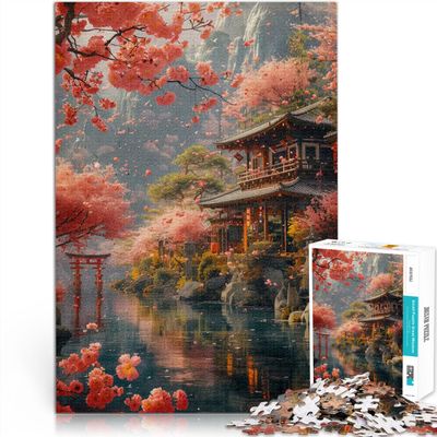 1,000-Piece Japanese Cherry Blossom Puzzle for Teens, Stress-Relief Challenge, 75 x 50 cm
