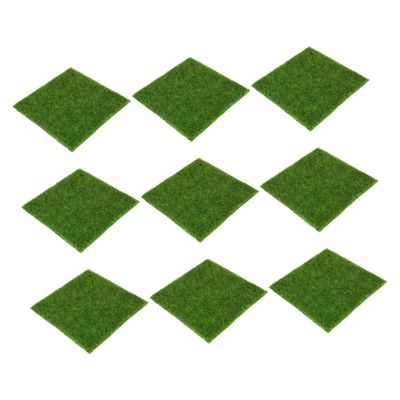 VALICLUD 9-Piece Artificial Grass Mats for Model Making and Mini Landscapes