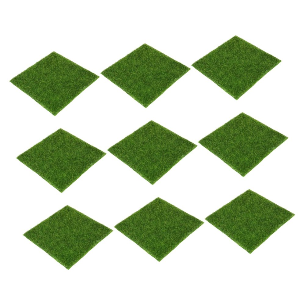 VALICLUD 9-Piece Artificial Grass Mats for Model Making and Mini Landscapes