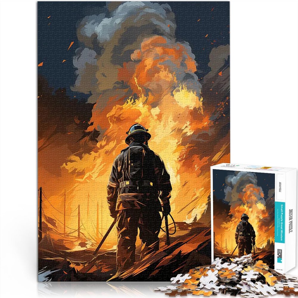 1,000-Piece Firefighter Puzzle for Teens, Brain Challenge Toy for Home Decor, 52 × 38 cm