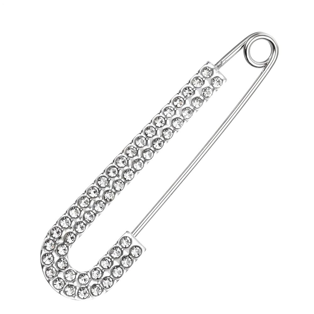 Safety Pin Brooch with Zirconia Closure