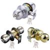 QWWQYDY Stainless Steel Door Knob Set, Interior Door Lock with 3 Keys, Round Locking Mechanism, Black/Gold view 4