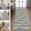 Hallway Runner Rug, Non-Slip Kitchen Mat, 100 x 250 cm, Washable, Gray/White/Cyan/Yellow view 1