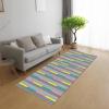 Hallway Runner Rug, Non-Slip Kitchen Mat, 100 x 250 cm, Washable, Gray/White/Cyan/Yellow view 2