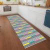 Hallway Runner Rug, Non-Slip Kitchen Mat, 100 x 250 cm, Washable, Gray/White/Cyan/Yellow view 3