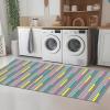 Hallway Runner Rug, Non-Slip Kitchen Mat, 100 x 250 cm, Washable, Gray/White/Cyan/Yellow view 4