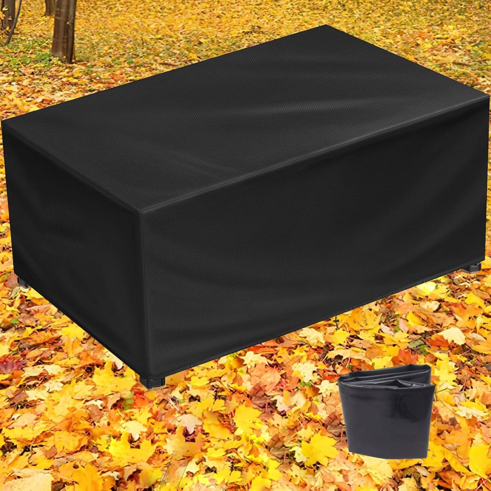 PVPQPR 160 x 140 x 90 cm Outdoor Furniture Cover for Rectangular Tables, 420D Oxford, Black