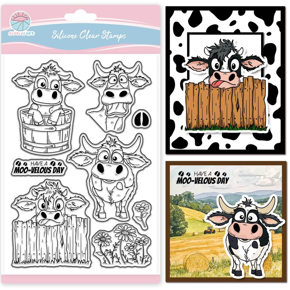GLOBLELAND Funny Cartoon Cow Clear Stamp
