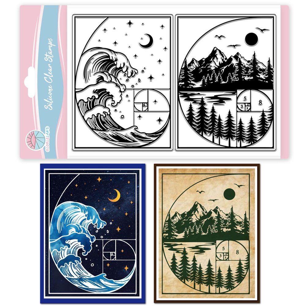 GLOBLELAND Silicone Stamps Fibonacci Mountain Clear Stamps