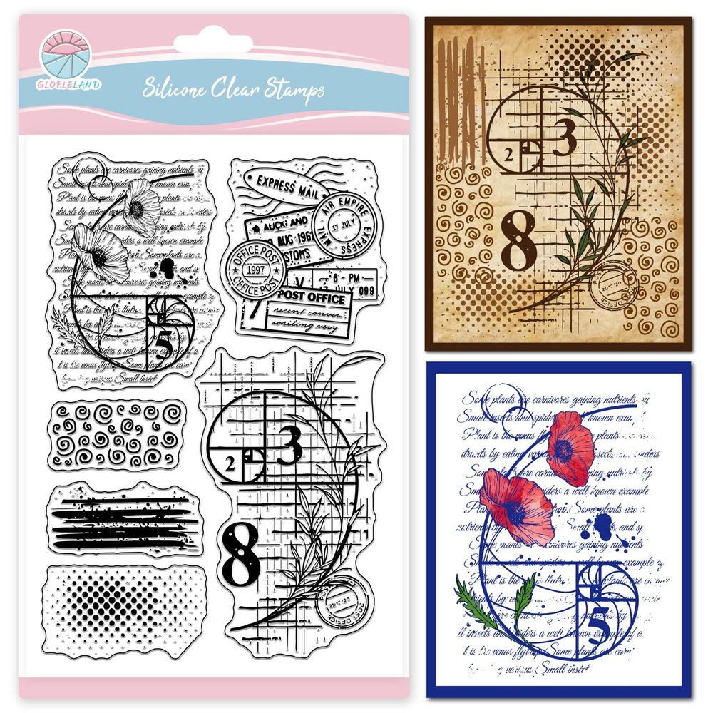 GLOBLELAND Vintage Fibonacci Background Clear Stamps