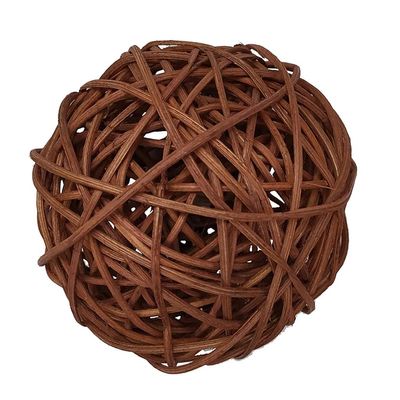 1 x Large Round Rattan Ball, 10 cm, Coffee Brown