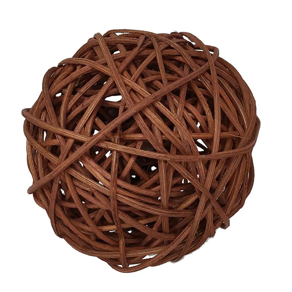1 x Large Round Rattan Ball, 10 cm, Coffee Brown