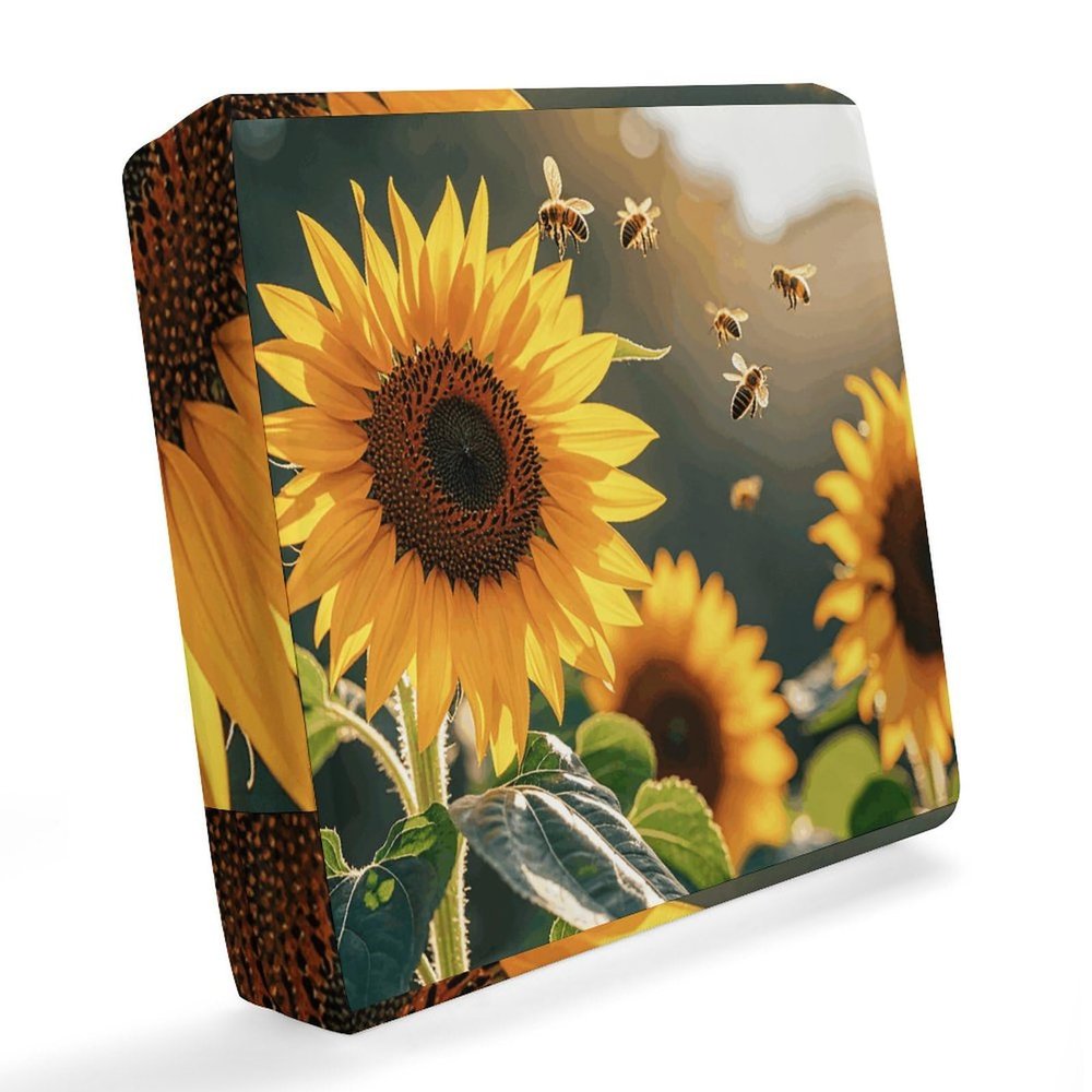 HETVBNS Waterproof Sofa Cushion Cover for Pets, Bees and Sunflowers, Washable, UV- and Weather-Resistant, 162 x 163 x 25 cm