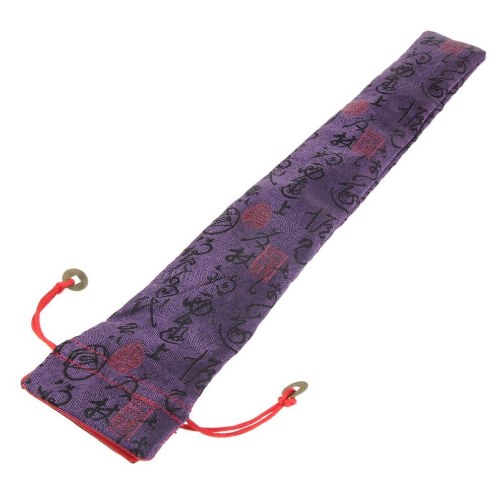 Chinese Silk Fan Holder, Foldable, Purple, 38 cm