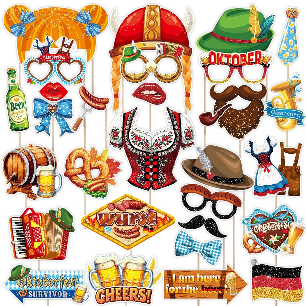 30-Piece Oktoberfest Photo Booth Props Set