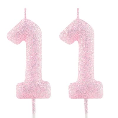 Birthday Number Candle 11 - Glittering Pink