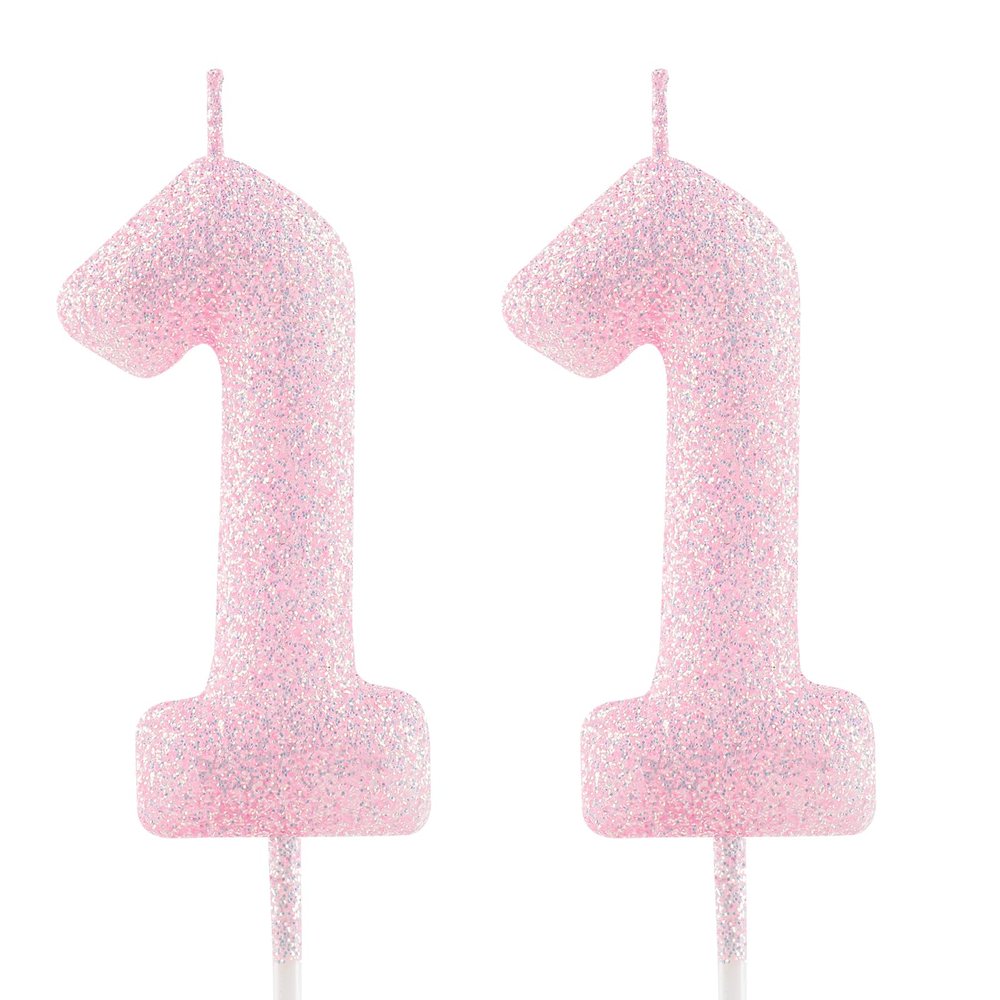 Birthday Number Candle 11 - Glittering Pink