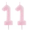 Birthday Number Candle 11 - Glittering Pink view 1